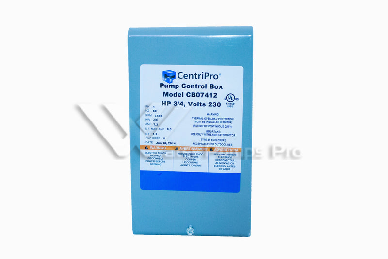 Goulds CentriPro CB07412 – Simplex Quick Disconnect Control Box, 3/4 HP, 230 Volts, 1 Phase, Indoor/Outdoor NEMA 3R