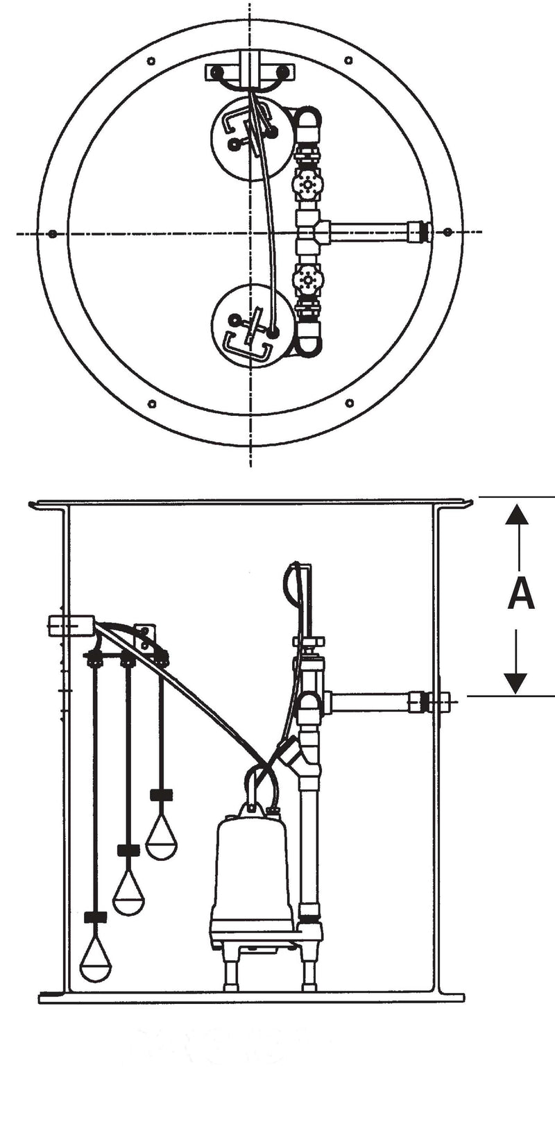 Goulds D4NGRD84  non-guide rail basin, 36" Dia, 84" deep duplex