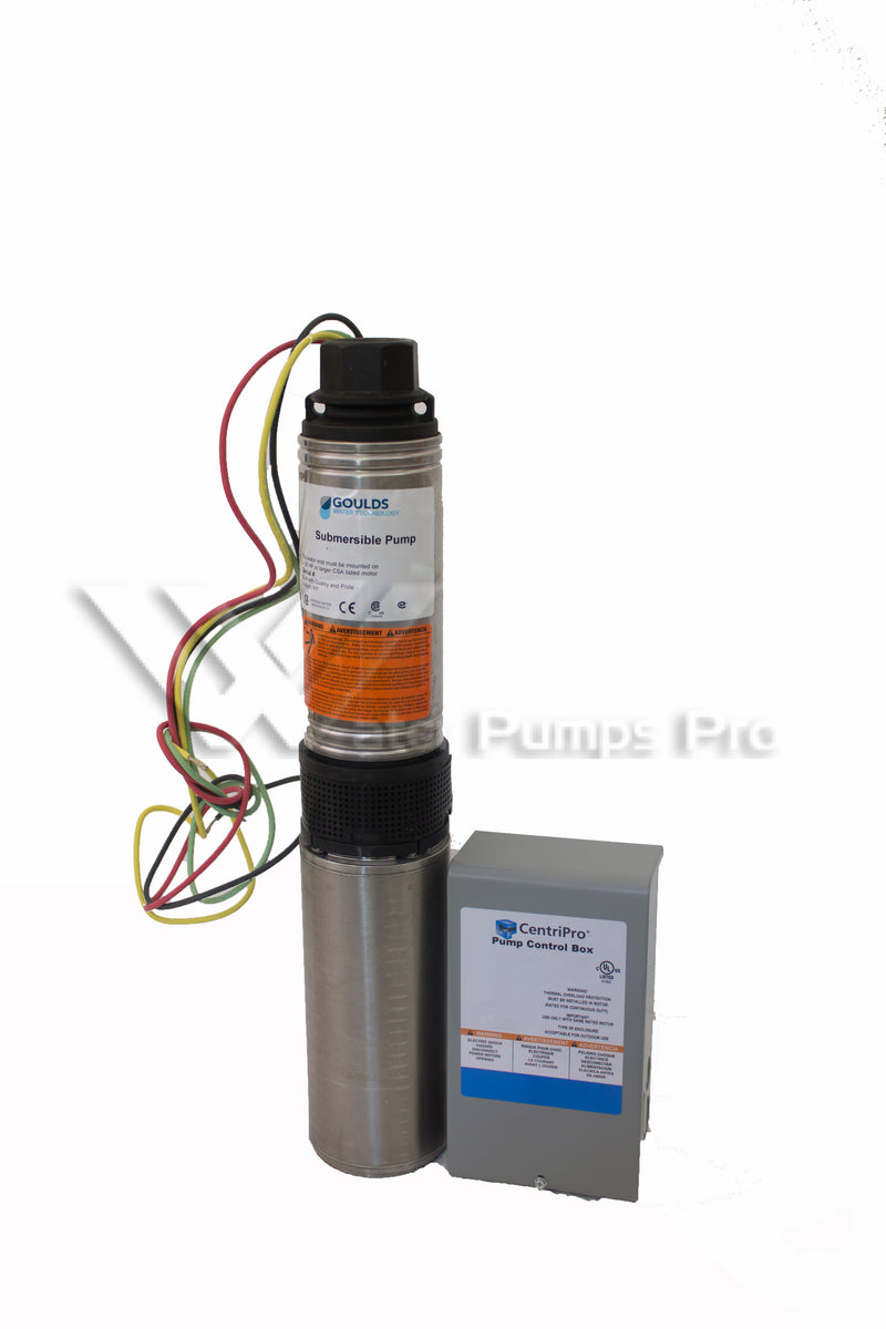 Goulds 7HS07412C – 7 GPM, 3/4 HP, 230V 3-Wire, 4" Submersible Well Pump & Control Box