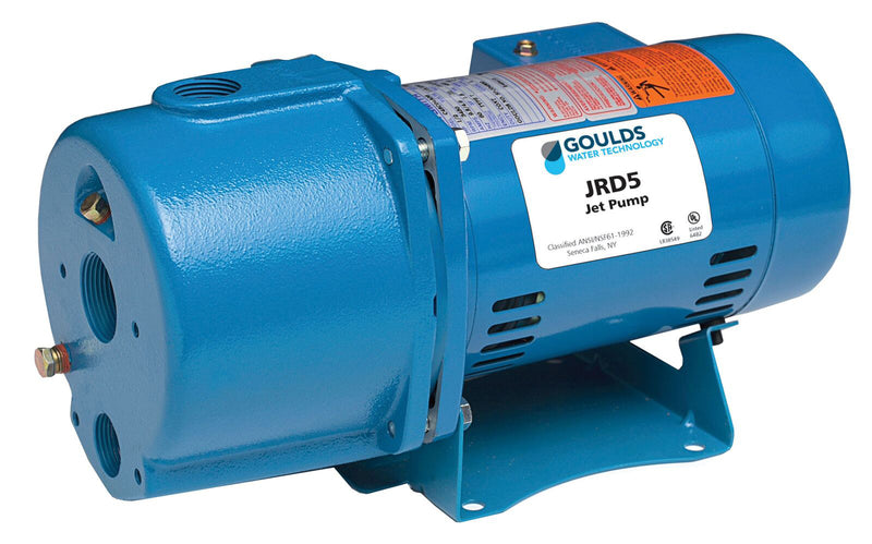 Goulds JRD5 Convertible Jet Pump – JRD Series, 1/2 HP, 115/230V, Single Phase, 1-1/4" NPT Suction, 1" NPT Discharge, Cast Iron Body