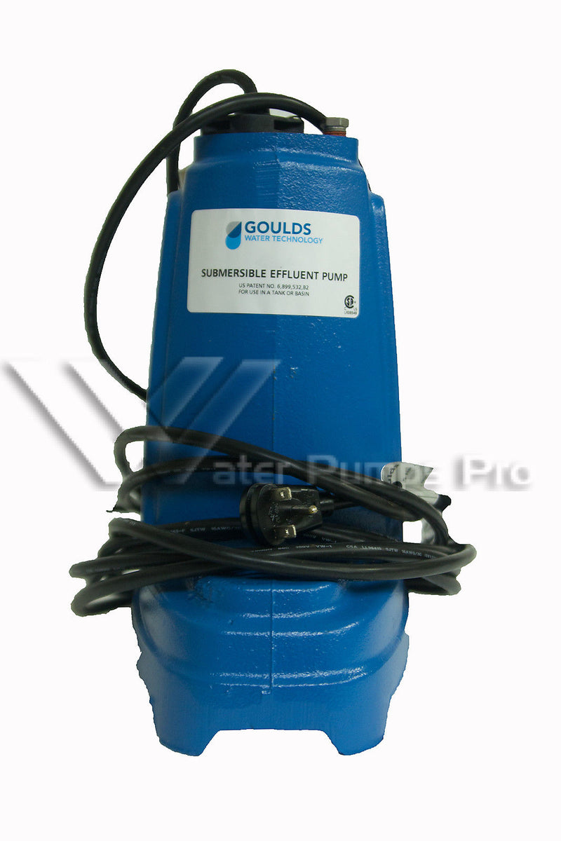 Goulds PE42M – Submersible Effluent Pump, 4/10 HP, 230 Volts, 1 Phase, 1-1/2" NPT Discharge, 61 GPM Max, Manual/No Switch, 20 ft Cord