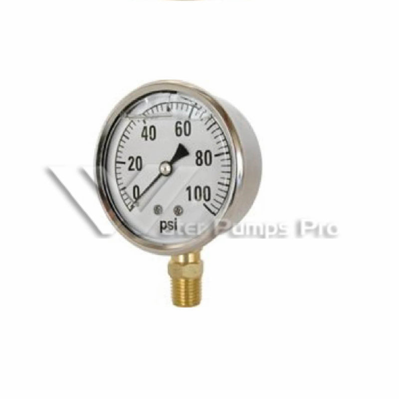 Merrill PGLNL1002 No-Lead Liquid-Filled Stainless Steel Pressure Gauge – 0-100 PSI