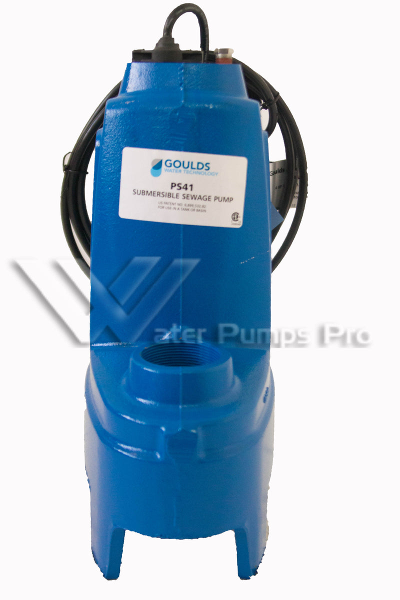 Goulds PS41M – Submersible Sewage Pump, 4/10 HP, 115 Volts, 1 Phase, 2" NPT Discharge, 110 GPM Max, Manual/No Switch, 10 ft Cord
