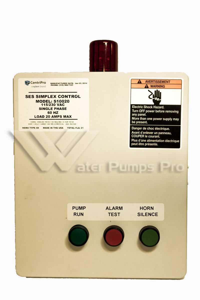 Goulds S10020 SES Simplex Control Panel, 1 PH, 20 max amps
