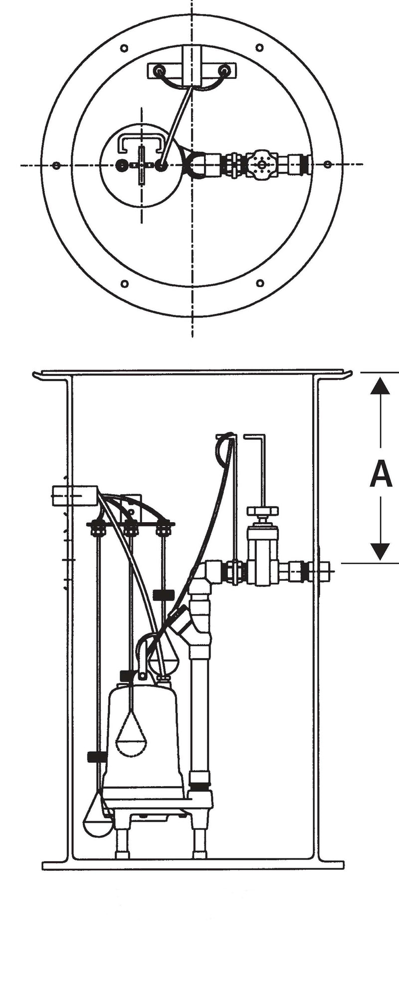 Goulds S4NGRD84 non-guide rail basin, 24" Dia, 84" deep simplex