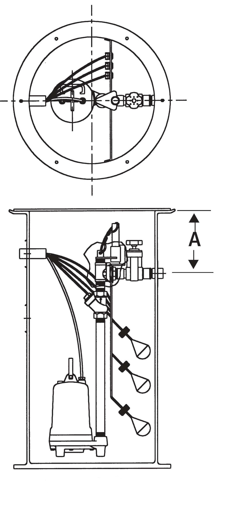 Goulds S4UGR84 24" Dia. 84" Deep Simplex guide rail system