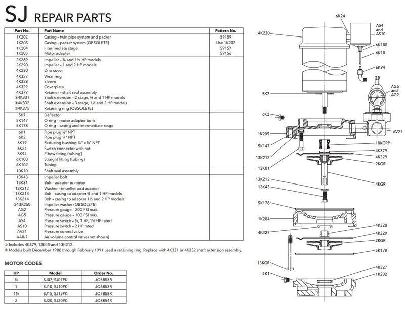 Repair Rebuild Kit fits Goulds SJ20 JET Water Well Pump 2 HP