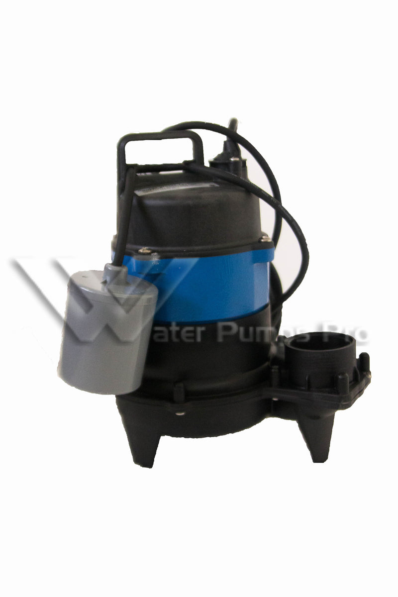 Goulds WW0511A, Model 3872 – Submersible Sewage Pump, 1/2 HP, 115 Volts, 1 Phase, 2" NPT Discharge, 75 GPM Max, Piggyback/Wide-Angle Float Switch, 10 ft Cord